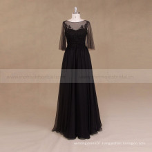 Long Sleeves Boho Beaded Black Wedding Dress